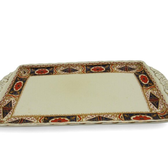 GRINDLEY CERAMIC Tray Ornate Handles Geometric Floral Border England Vintage 11" - Picture 8 of 10